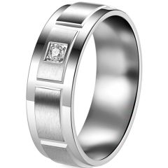 **COI Titanium Polished Matt Ring With Cubic Zirconia-7418AA