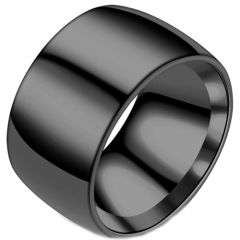 **COI Titanium Black/Gold Tone/Silver 12mm Dome Court Ring-7448AA