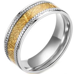 **COI Titanium Gold Tone Meteorite Ring-7460AA