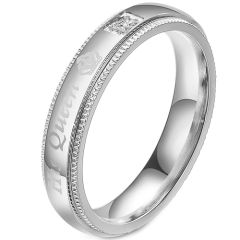 **COI Titanium His Queen Crown Step Edges Ring With Cubic Zirconia-7471AA