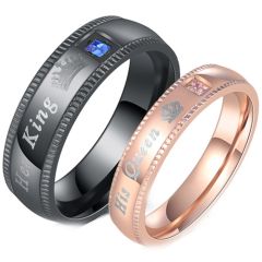 **COI Titanium Black/Rose Her King His Queen Crown With Cubic Zirconia-7475AA