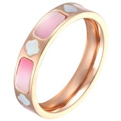 **COI Titanium Gold Tone/Rose Abalone Shell Ring-7491BB