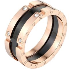 **COI Titanium Rose Black Be Loved Ring With Cubic Zirconia-7483BB