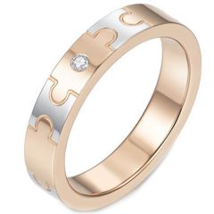 **COI Titanium Rose Silver Puzzle Ring With Genuine Diamond CTTW:0.005ct-7512AA