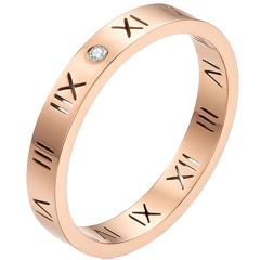 **COI Rose Titanium Roman Numerals Ring With Genuine Diamond CTTW: 0.005ct-7515AA