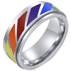 **COI Titanium Rainbow Color Step Edges Ring-7551AA