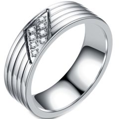 **COI Titanium Grooves Ring With Cubic Zirconia-7555AA