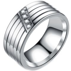 **COI Titanium Grooves Ring With Cubic Zirconia-7558AA
