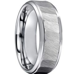 **COI Titanium Black/Silver Faceted Beveled Edges Ring-7566AA