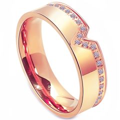 **COI Titanium Rose/Gold Tone/Silver V Shaped Ring With Cubic Zirconia-7592AA
