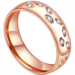 **COI Titanium Rose/Gold Tone/Silver Ring With Cubic Zirconia-7593AA