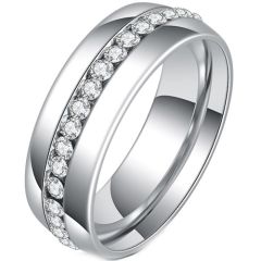 **COI Titanium Dome Court Ring With Cubic Zirconia-7633AA