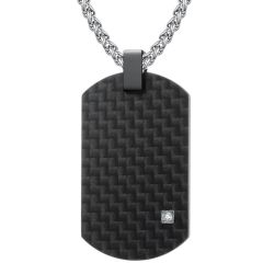 COI Black Titanium Pendant With Carbon Fiber and Cubic Zirconia-7671AA