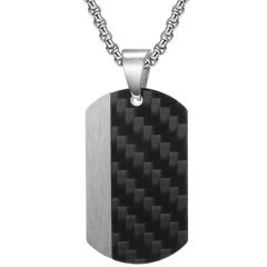 COI Titanium Gold Tone/Silver Pendant With Carbon Fiber-7672AA