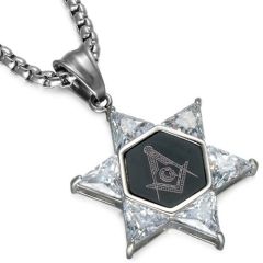 COI Titanium Black Silver Masonic Freemason Pendant With Cubic Zirconia-7699AA