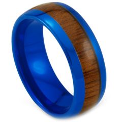 **COI Blue Tungsten Carbide Dome Court Ring With Wood-7756AA