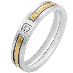 **COI Titanium Gold Tone Silver Endless Love Ring With Cubic Zirconia-7769AA