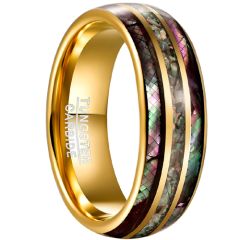 **COI Gold Tone Tungsten Carbide Abalone Shell Dome Court Ring-7781BB