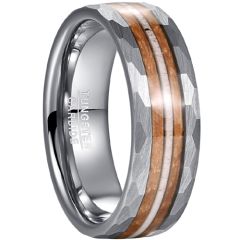 **COI Tungsten Carbide Faceted Ring With Wood & Deer Antler-7790BB