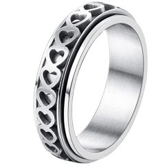 **COI Titanium Rotating Ring With Hearts-7815AA