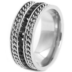 **COI Titanium Keychain Link Ring With Cubic Zirconia-7823AA