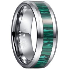**COI Tungsten Carbide Green Camo Beveled Edges Ring-7835AA