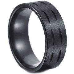 **COI Black Titanium Grooves Ring-7841AA