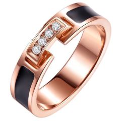 **COI Titanium Rose Black Ring With Cubic Zirconia-7854AA