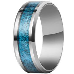 **COI Titanium Blue Meteorite Beveled Edges Ring-7876AA