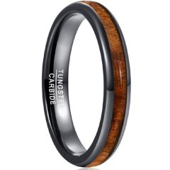 **COI Black Tungsten Carbide Dome Court Ring With Wood-7901AA