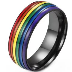 **COI Titanium Black/Gold Tone/Silver Rainbow  Color Ring-7919AA