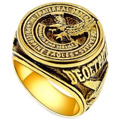 **COI Gold Tone Titanium Eagle Ring-7937