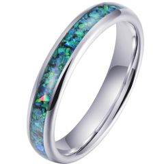 **COI Tungsten Carbide 4mm Crushed Opal Dome Court Ring-7939
