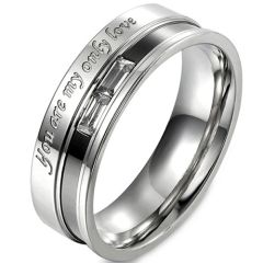 **COI Titanium Black Silver You Are My Only Love Ring With Cubic Zirconia-7975