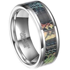 **COI Tungsten Carbide Camo Beveled Edges Ring-7979