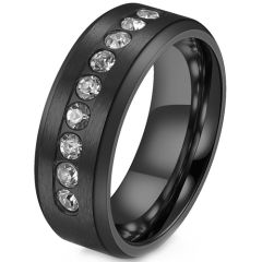 **COI Titanium Black/Gold Tone/Silver Ring With Cubic Zirconia-8038