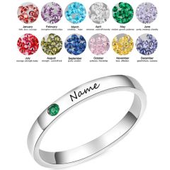 **COI Titanium Created Birth Stone Ring With Custom Name Engraving-8050
