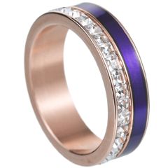 **COI Titanium Rose Blue Ring With Cubic Zirconia-8055
