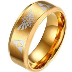 *COI Gold Tone Titanium Legend Zelda Beveled Edges Ring-806