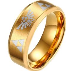*COI Gold Tone Titanium Legend Zelda Beveled Edges Ring-806