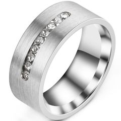 **COI Titanium Pipe Cut Flat Ring With Cubic Zirconia-8147