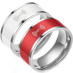 **COI Titanium Red/White Ceramic NFC Smart Ring-8174