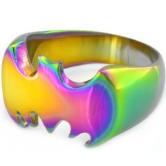 **COI Titanium Rainbow Color Bat Man Ring-8177