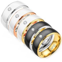 **COI Titanium NFC Smart Ring With White/Black Ceramic-8203