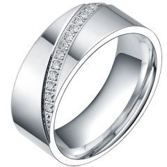 **COI Titanium Pipe Cut Flat Ring With Cubic Zirconia-8220