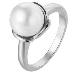 **COI Titanium Gold Tone/Silver Ring With Pearl-8233