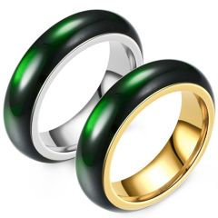 **COI Titanium Gold Tone/Silver Ring With Synthetic Jade-8237