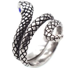 **COI Titanium Snake Ring With Created Blue Sapphire/Red Ruby/Green Emerald-8254