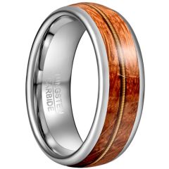 **COI Tungsten Carbide Rose Silver Ring With Koa Wood-8276