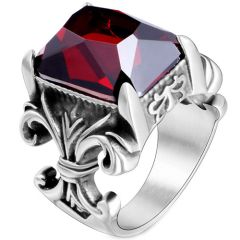 **COI Titanium Ring With Created Red Ruby-8284
